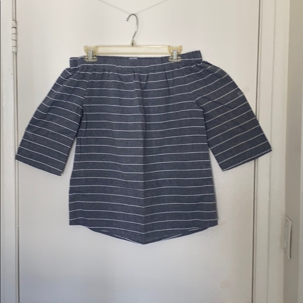 Off the shoulder striped shirt